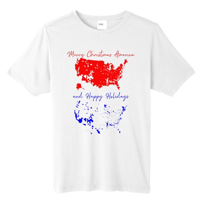 Merry Christmas America And Happy Holidays 2024 Usa Funny Tall Fusion ChromaSoft Performance T-Shirt