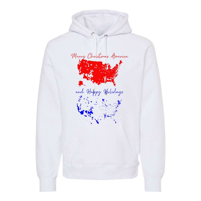 Merry Christmas America And Happy Holidays 2024 Usa Funny Premium Hoodie