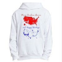 Merry Christmas America And Happy Holidays 2024 Usa Funny Urban Pullover Hoodie