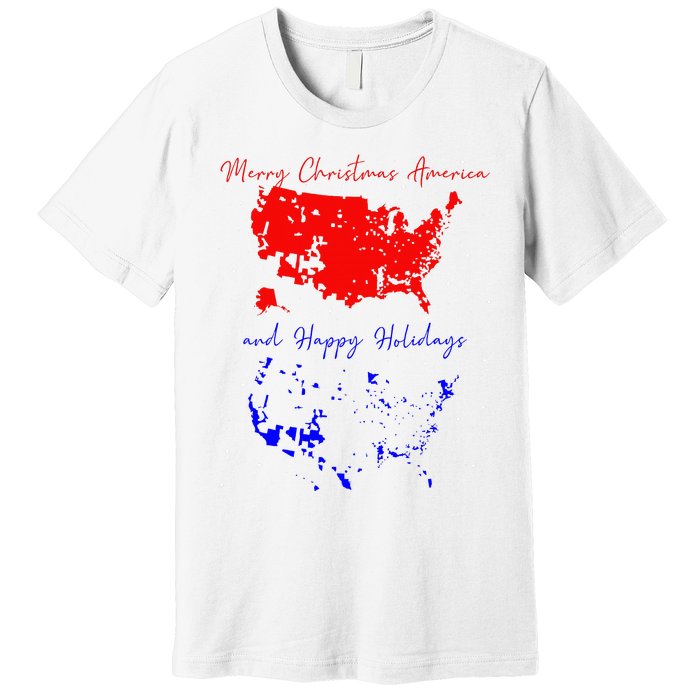 Merry Christmas America And Happy Holidays 2024 Usa Funny Premium T-Shirt