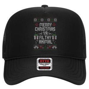 Merry Christmas Animal Filthy Ya Xmas Pajama High Crown Mesh Back Trucker Hat