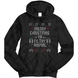 Merry Christmas Animal Filthy Ya Xmas Pajama Tie Dye Hoodie