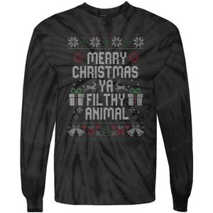 Merry Christmas Animal Filthy Ya Xmas Pajama Tie-Dye Long Sleeve Shirt