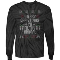 Merry Christmas Animal Filthy Ya Xmas Pajama Tie-Dye Long Sleeve Shirt