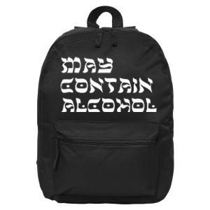 May Contain Alcohol Funny Warning Happy Purim Costume Party 16 in Basic Backpack