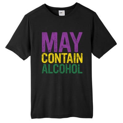 May Contain Alcohol Gift Joke Mardi Gras Masquerade Parade Funny Gift Tall Fusion ChromaSoft Performance T-Shirt