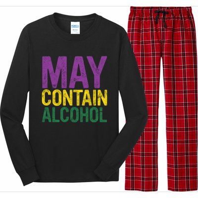 May Contain Alcohol Gift Joke Mardi Gras Masquerade Parade Funny Gift Long Sleeve Pajama Set