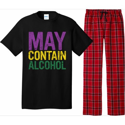 May Contain Alcohol Gift Joke Mardi Gras Masquerade Parade Funny Gift Pajama Set