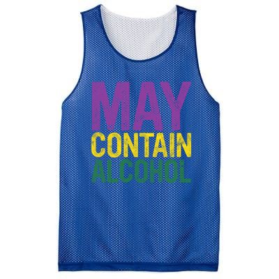 May Contain Alcohol Gift Joke Mardi Gras Masquerade Parade Funny Gift Mesh Reversible Basketball Jersey Tank