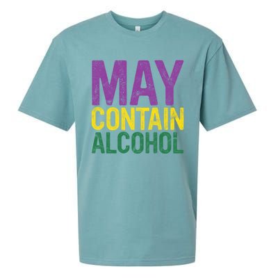 May Contain Alcohol Gift Joke Mardi Gras Masquerade Parade Funny Gift Sueded Cloud Jersey T-Shirt