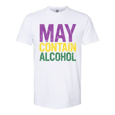 May Contain Alcohol Gift Joke Mardi Gras Masquerade Parade Funny Gift Softstyle® CVC T-Shirt