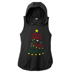 Merry Christmas And Happy New Year Ladies PosiCharge Tri-Blend Wicking Draft Hoodie Tank