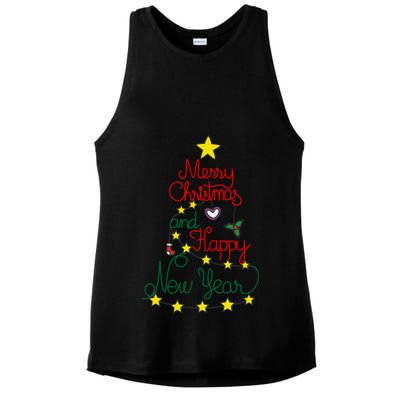 Merry Christmas And Happy New Year Ladies PosiCharge Tri-Blend Wicking Tank