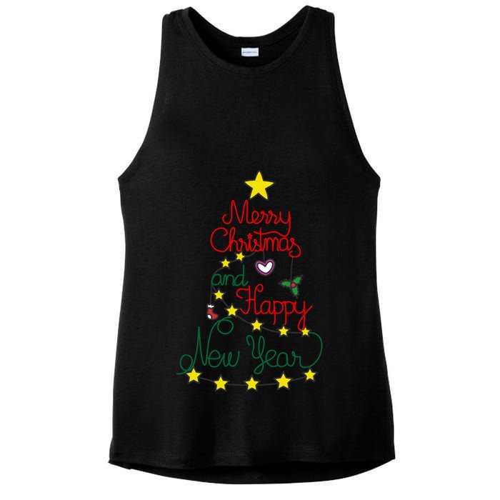 Merry Christmas And Happy New Year Ladies PosiCharge Tri-Blend Wicking Tank