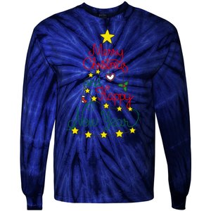 Merry Christmas And Happy New Year Tie-Dye Long Sleeve Shirt