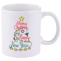 Merry Christmas And Happy New Year 11oz C Handle Ceramic Mug