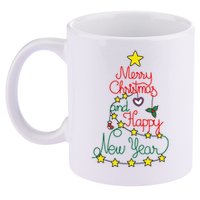 Merry Christmas And Happy New Year 11oz C Handle Ceramic Mug