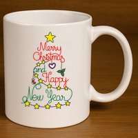 Merry Christmas And Happy New Year 11oz C Handle Ceramic Mug