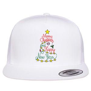 Merry Christmas And Happy New Year Flat Bill Trucker Hat