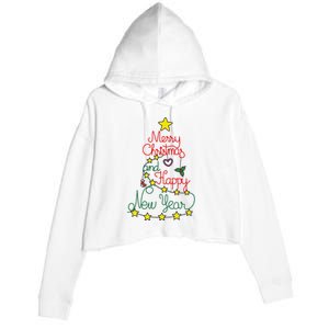 Merry Christmas And Happy New Year Crop Fleece Hoodie