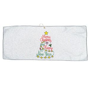 Merry Christmas And Happy New Year Large Microfiber Waffle Golf Towel