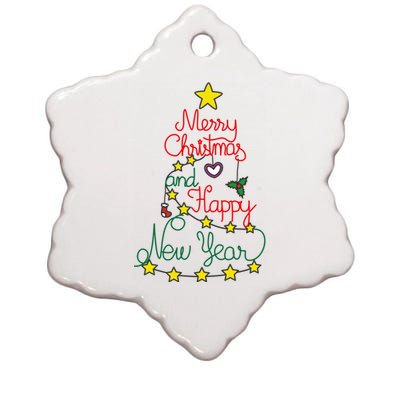 Merry Christmas And Happy New Year Ceramic Star Ornament