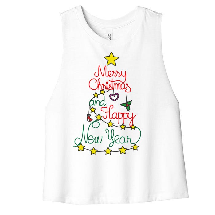 Merry Christmas And Happy New Year Women's Racerback Cropped Tank