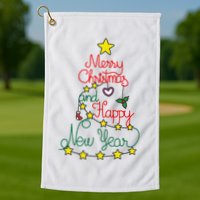 Merry Christmas And Happy New Year Golf Towel