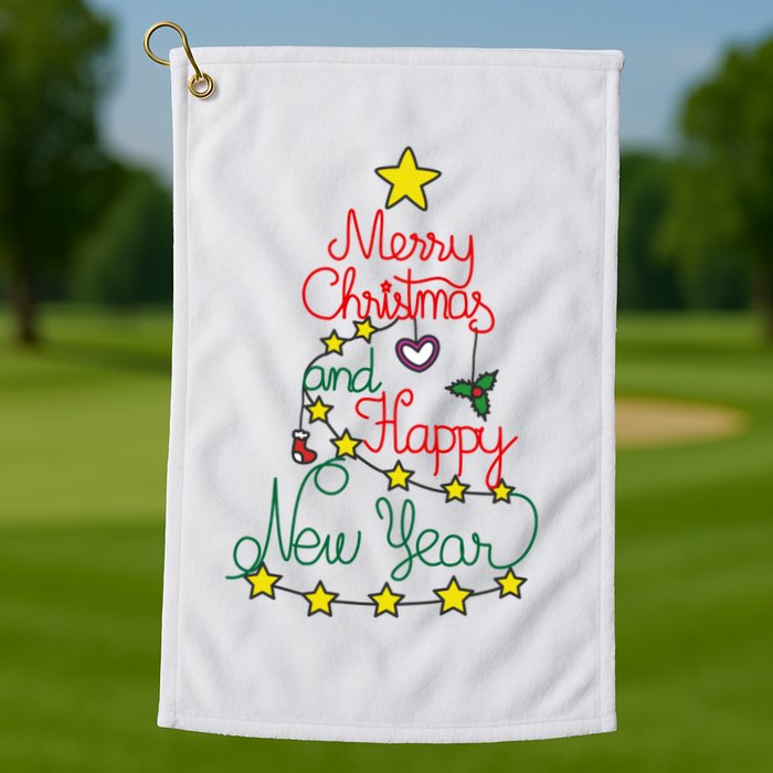 Merry Christmas And Happy New Year Golf Towel
