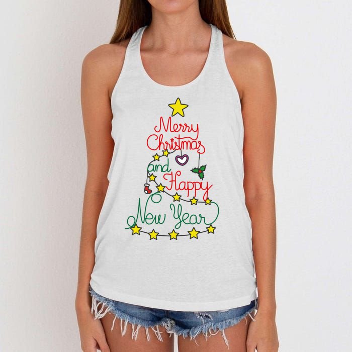 Merry Christmas And Happy New Year Women's Knotted Racerback Tank