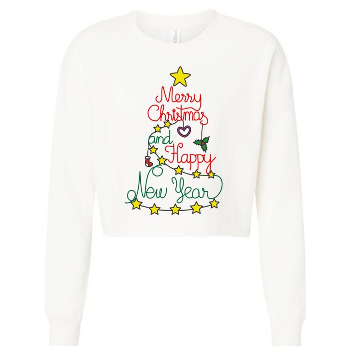 Merry Christmas And Happy New Year Cropped Pullover Crew