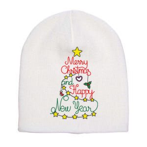 Merry Christmas And Happy New Year Short Acrylic Beanie