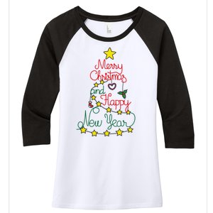 Merry Christmas And Happy New Year Women's Tri-Blend 3/4-Sleeve Raglan Shirt