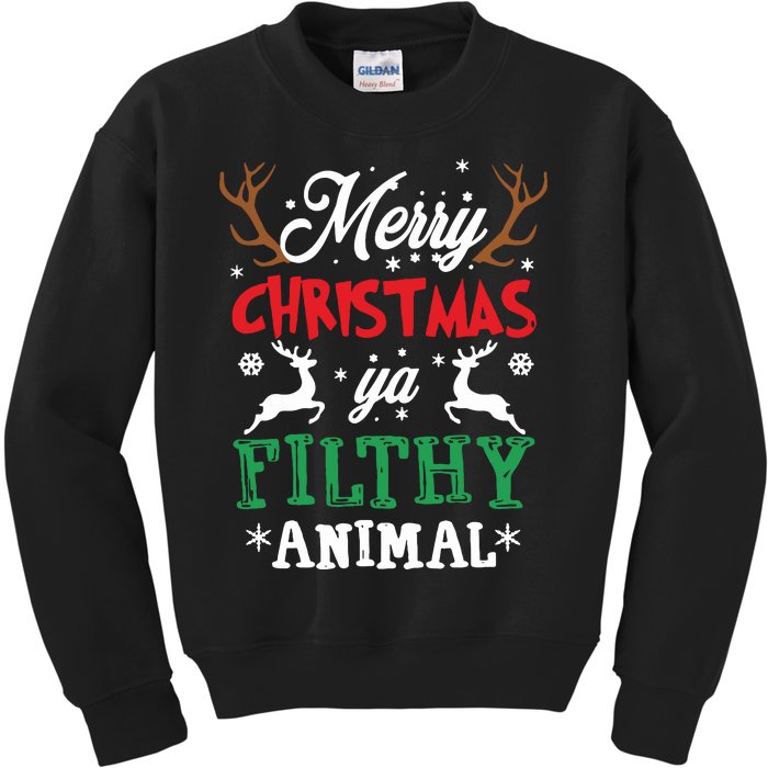 Merry Christmas Animal Filthy Ya Xmas Pajama Kids Sweatshirt