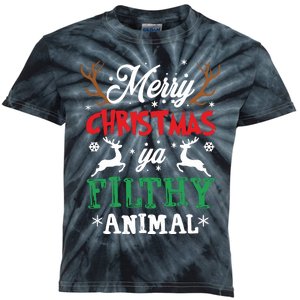 Merry Christmas Animal Filthy Ya Xmas Pajama Kids Tie-Dye T-Shirt