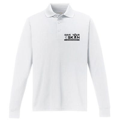 Melanoma Cancer Awareness Save Your Skin Performance Long Sleeve Polo