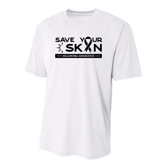 Melanoma Cancer Awareness Save Your Skin Youth Performance Sprint T-Shirt