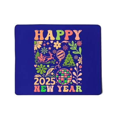 Merry Christmas And Happy New Year 2025 Groovy Flower 2025 Gift Mousepad