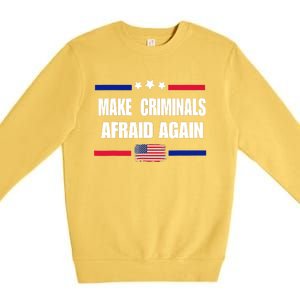 Make Criminals Afraid Again USA Rights Sarcastic US Flag Premium Crewneck Sweatshirt