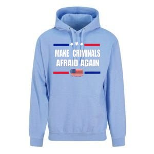 Make Criminals Afraid Again USA Rights Sarcastic US Flag Unisex Surf Hoodie