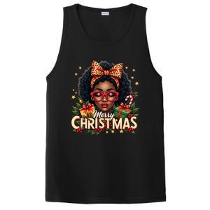 Merry Christmas African American Black Afro Messy Bun Gift PosiCharge Competitor Tank