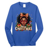 Merry Christmas African American Black Afro Messy Bun Gift Long Sleeve Shirt