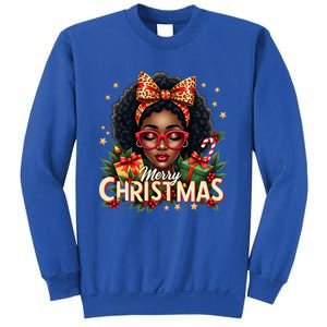 Merry Christmas African American Black Afro Messy Bun Gift Sweatshirt