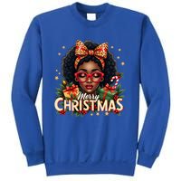 Merry Christmas African American Black Afro Messy Bun Gift Sweatshirt