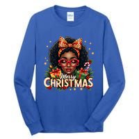 Merry Christmas African American Black Afro Messy Bun Gift Tall Long Sleeve T-Shirt