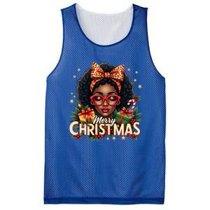 Merry Christmas African American Black Afro Messy Bun Gift Mesh Reversible Basketball Jersey Tank