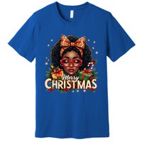 Merry Christmas African American Black Afro Messy Bun Gift Premium T-Shirt