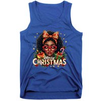 Merry Christmas African American Black Afro Messy Bun Gift Tank Top