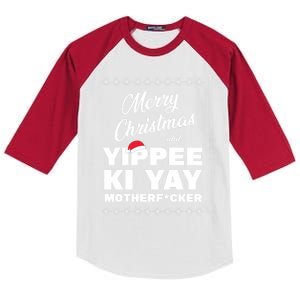 MERRY CHRISTMAS AND YIPPEE KI YAY MOTHERFCKER, Christmas Essential Kids Colorblock Raglan Jersey