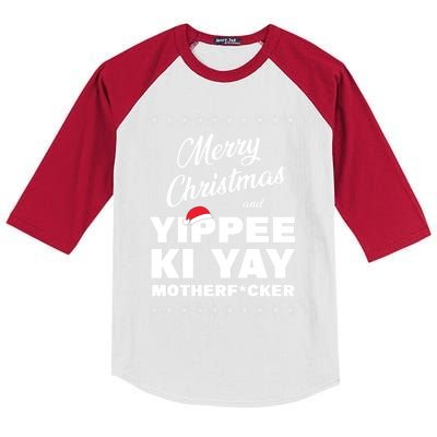 MERRY CHRISTMAS AND YIPPEE KI YAY MOTHERFCKER, Christmas Essential Kids Colorblock Raglan Jersey